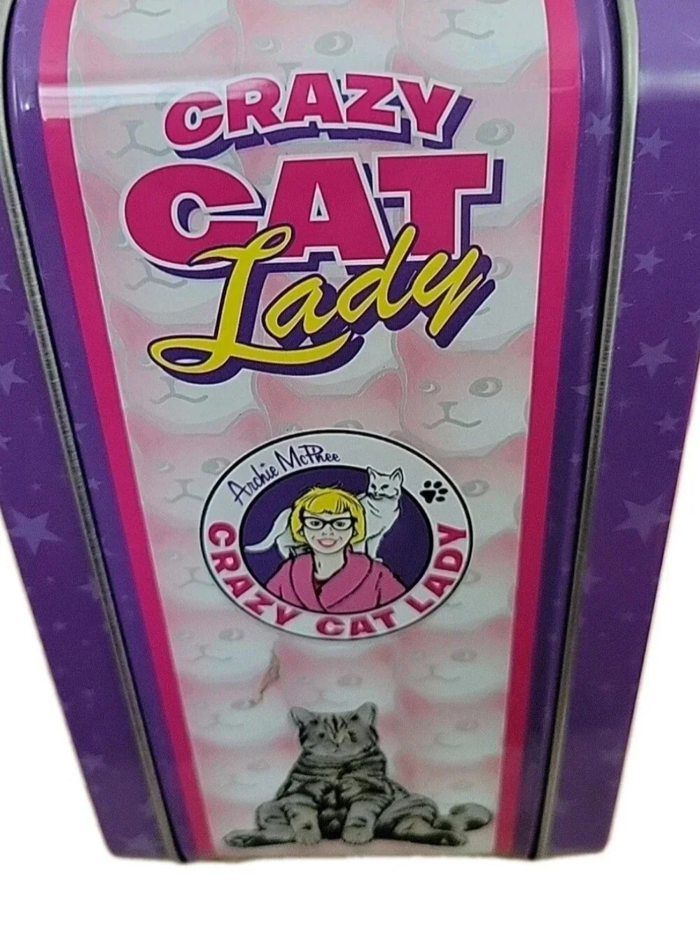Crazy Cat Lady Pink Metal Lunchbox